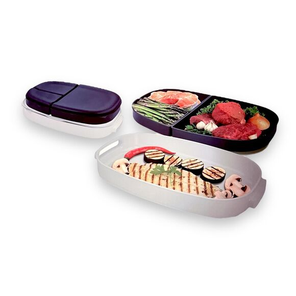 Outdoor Grill Multipurpose Two Tiered BBQ Prep & Serve Tray Container By Torelli - Picture 7 of 14